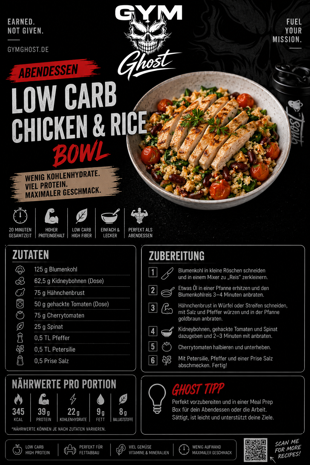 Rezept 004 – Low Carb Chicken & Rice Bowl