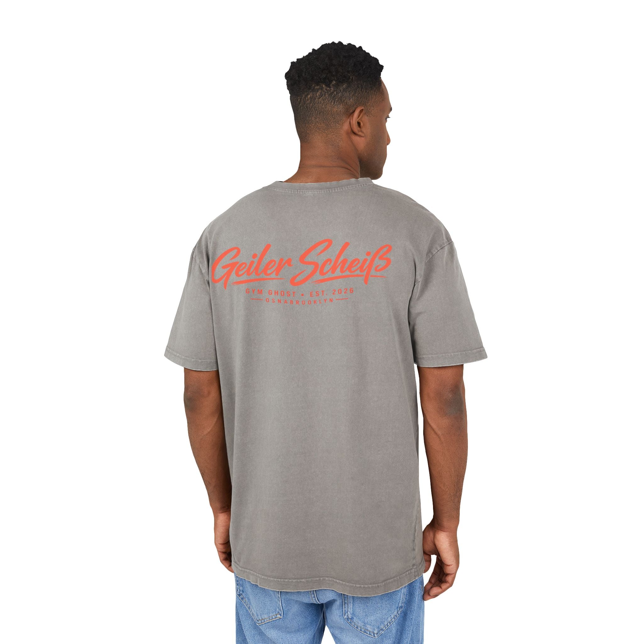 Oversize Tee Gym Ghost Asphalt & Orange "Geiler Scheiss" unisex
