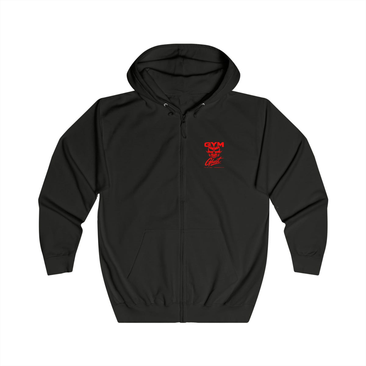 Full Zip Hoodie Black Gym Ghost Unisex