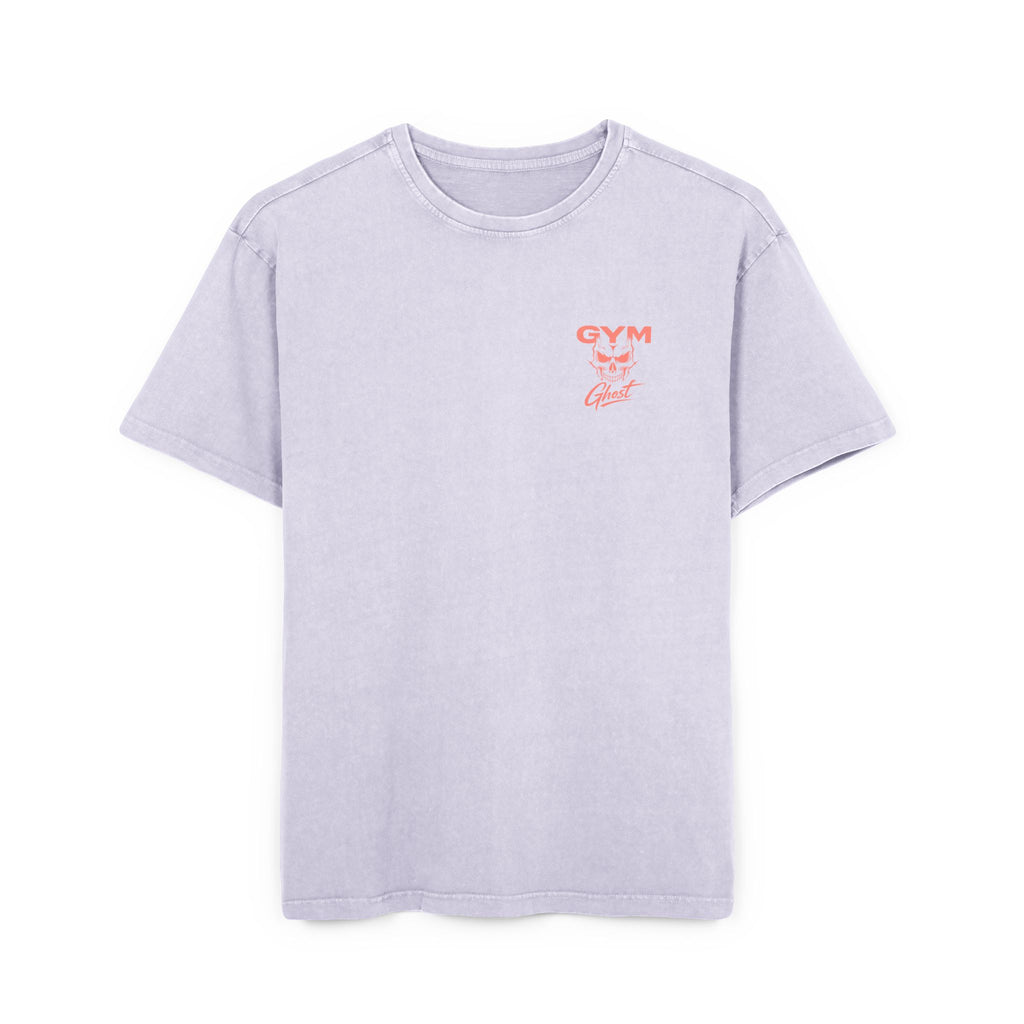GYM GHOST Acid Wash Oversize T-Shirt – Soft Lilac & Lachs "Geiler Scheiss" | Gym & Streetwear