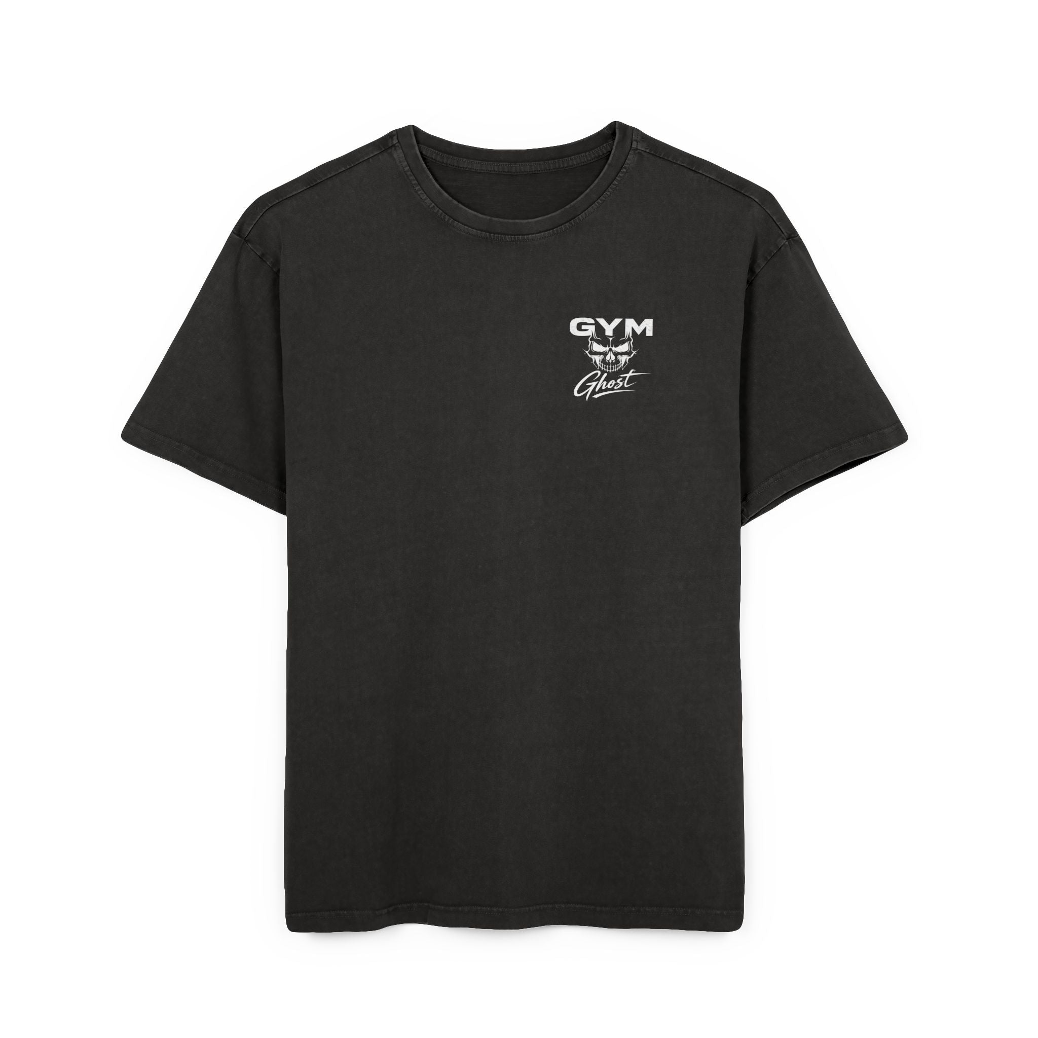 GYM GHOST Acid Wash Oversize T-Shirt – Black & White "One More Rep" | Gym & Streetwear