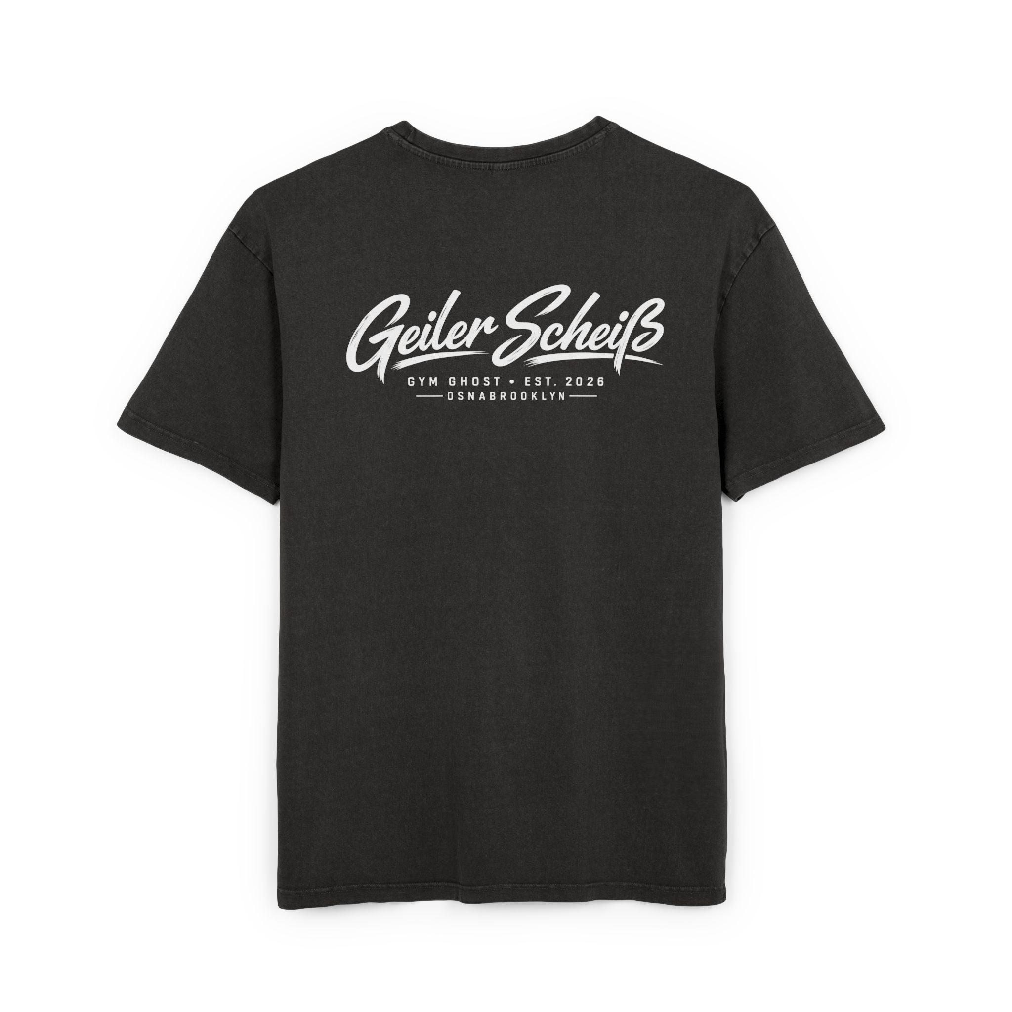 GYM GHOST Acid Wash Oversize T-Shirt – Black & White "Geiler Scheiss" | Gym & Streetwear