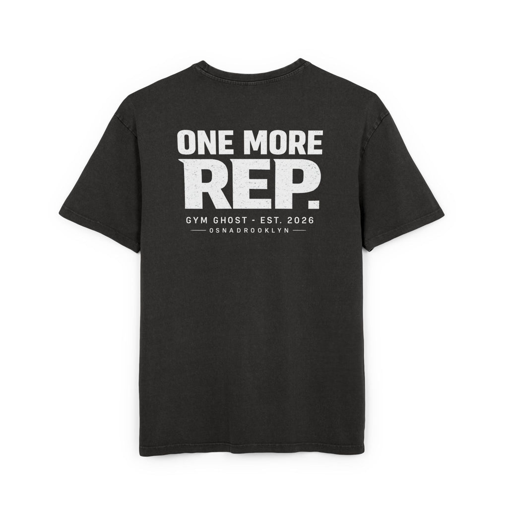 GYM GHOST Acid Wash Oversize T-Shirt – Black & White "One More Rep" | Gym & Streetwear