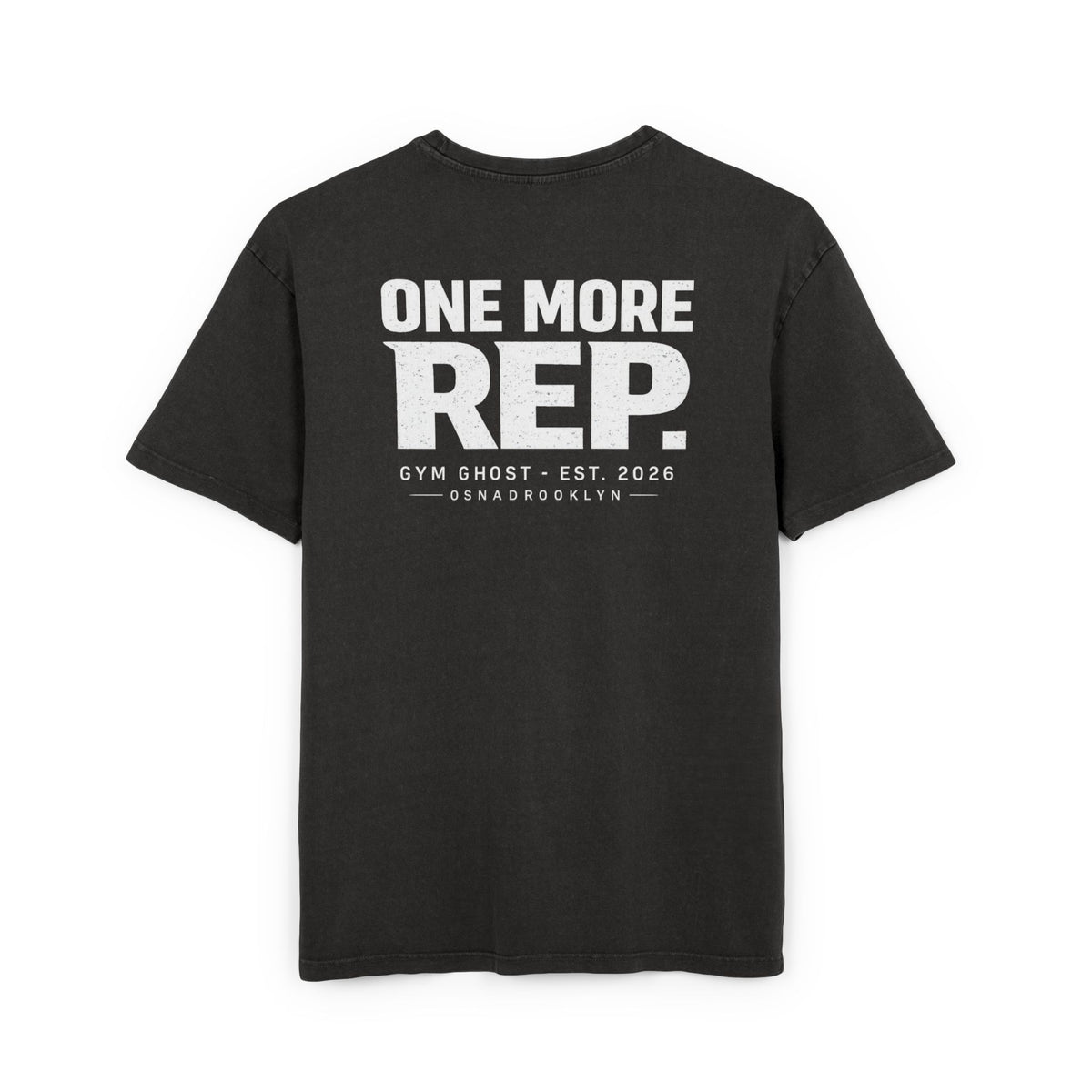 GYM GHOST Acid Wash Oversize T-Shirt – Black & White "One More Rep" | Gym & Streetwear