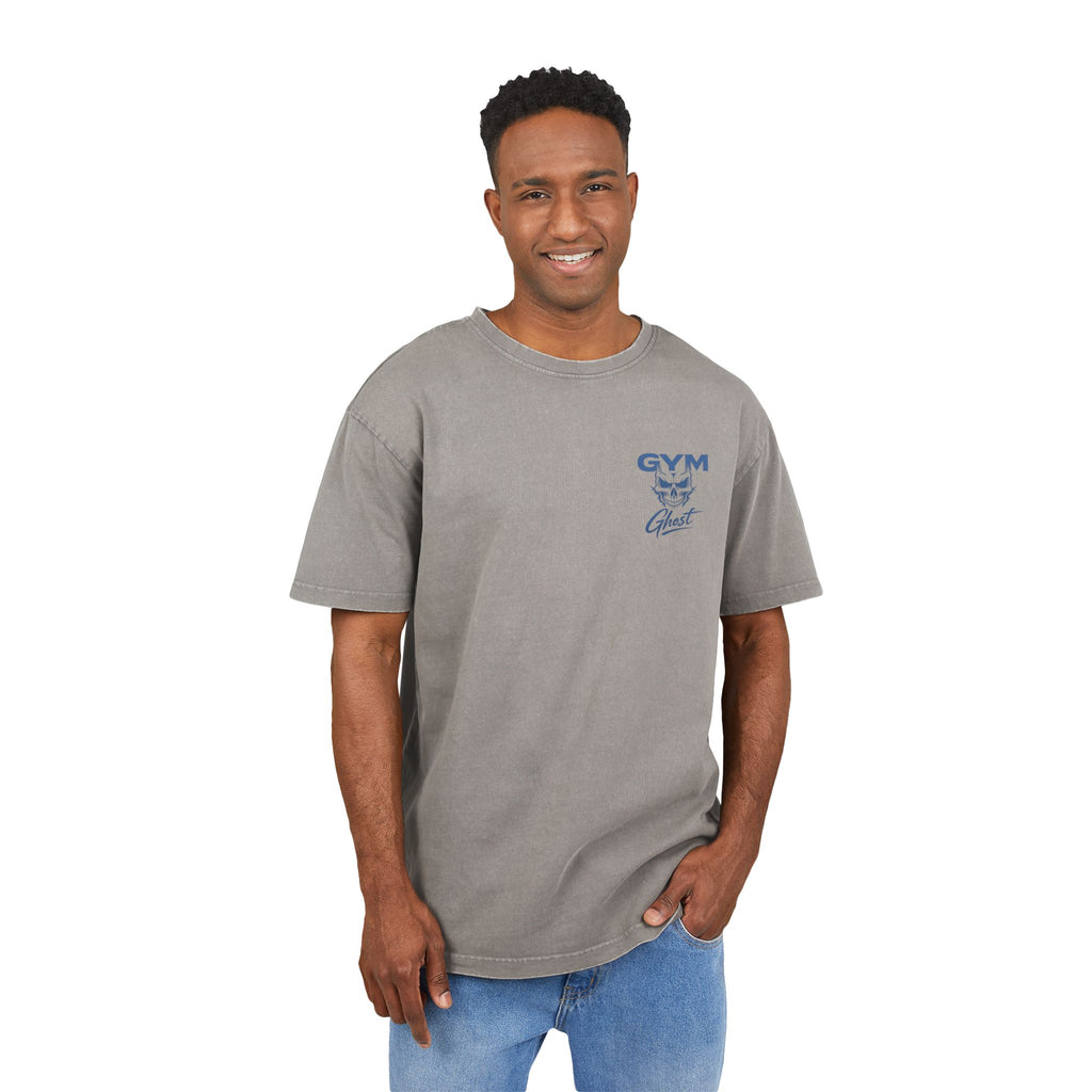 GYM GHOST Acid Wash Oversize T-Shirt – Asphalt & Blue "Pain & Gain" | Gym & Streetwear