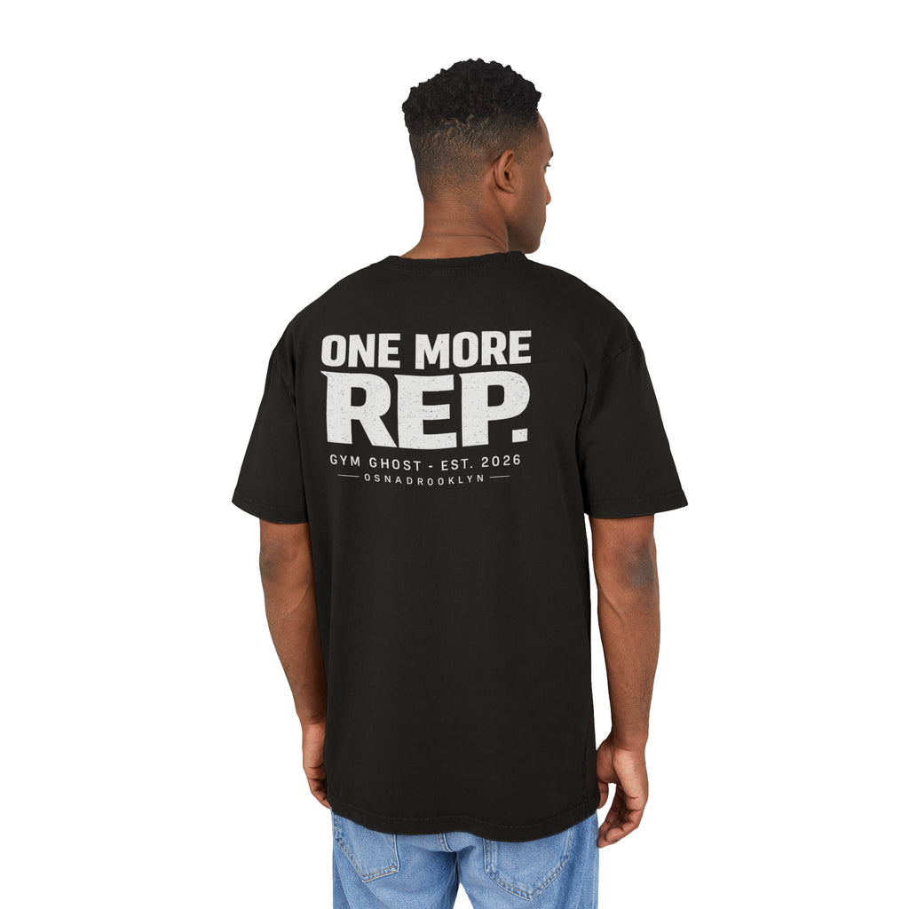 GYM GHOST Acid Wash Oversize T-Shirt – Black & White "One More Rep" | Gym & Streetwear