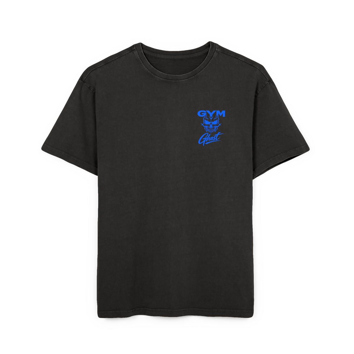 GYM GHOST Acid Wash Oversize T-Shirt – Black & Blue "Geiler Scheiss" | Gym & Streetwear