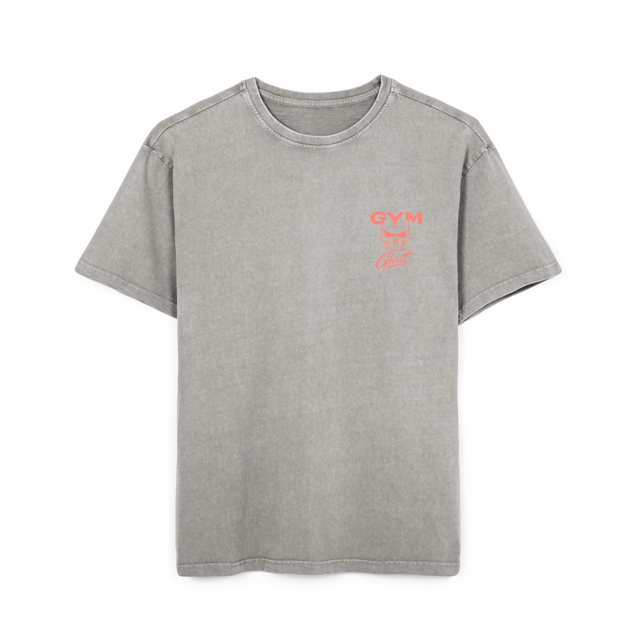 GYM GHOST Acid Wash Oversize T-Shirt – Asphalt & Orange "One More Rep" | Gym & Streetwear