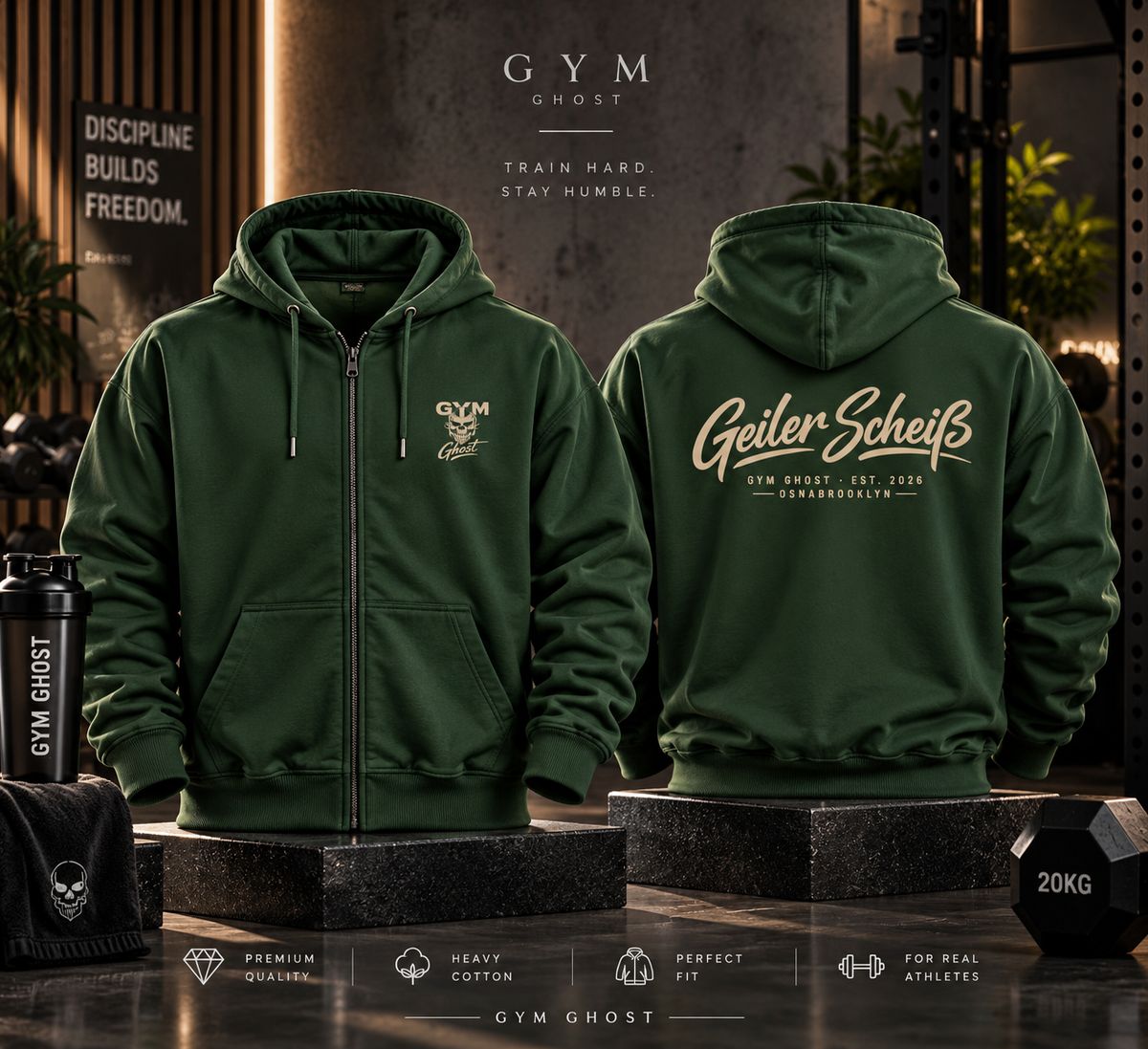 Ghost Zipper Green "Geiler Scheiß" Unisex