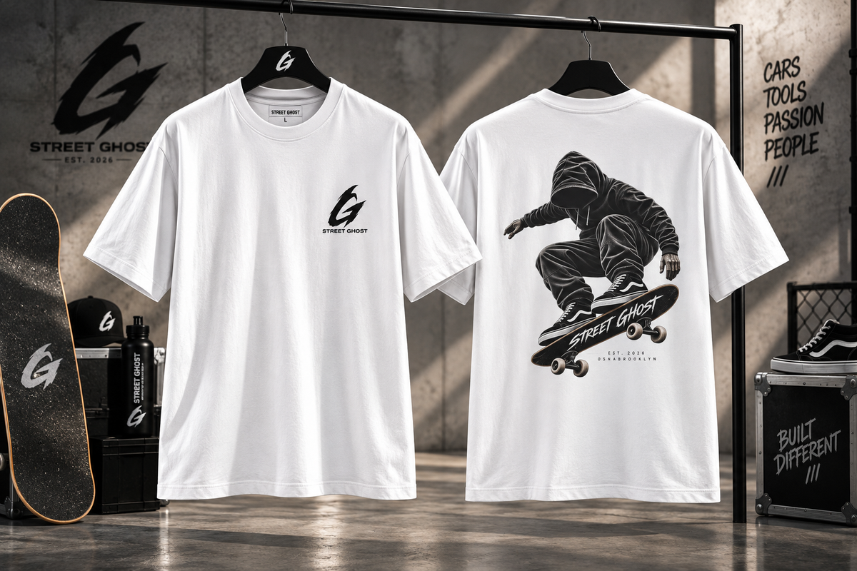 Street Ghost Urban Souls Nr 1: Skater white Oversize Unisex extra Heavy (8.5 oz /yd² (300 g/m²)