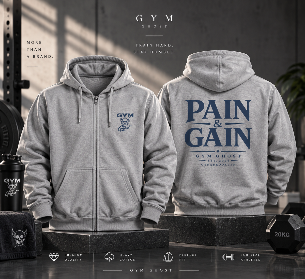 Ghost Zipper Grey "Pain&Gain" Unisex