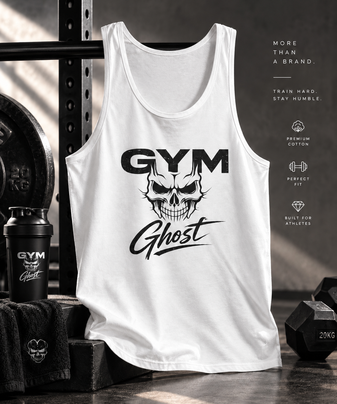GYM GHOST Basic Tanktop – White