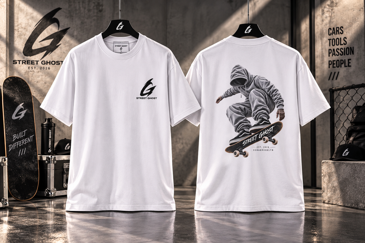 Street Ghost Urban Souls Nr1:white Skater Heavy Oversize Tee (7.0 oz /yd² (240 g/m²)