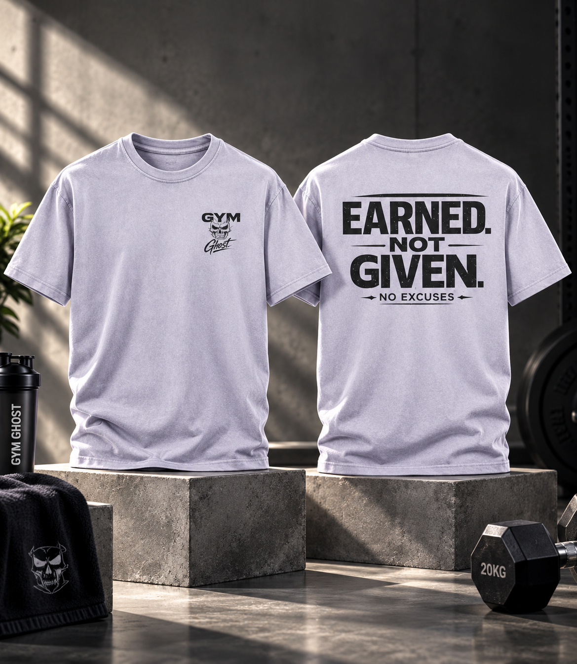 GYM GHOST Acid Wash Oversize T-Shirt – Soft Lilac | Gym & Streetwear