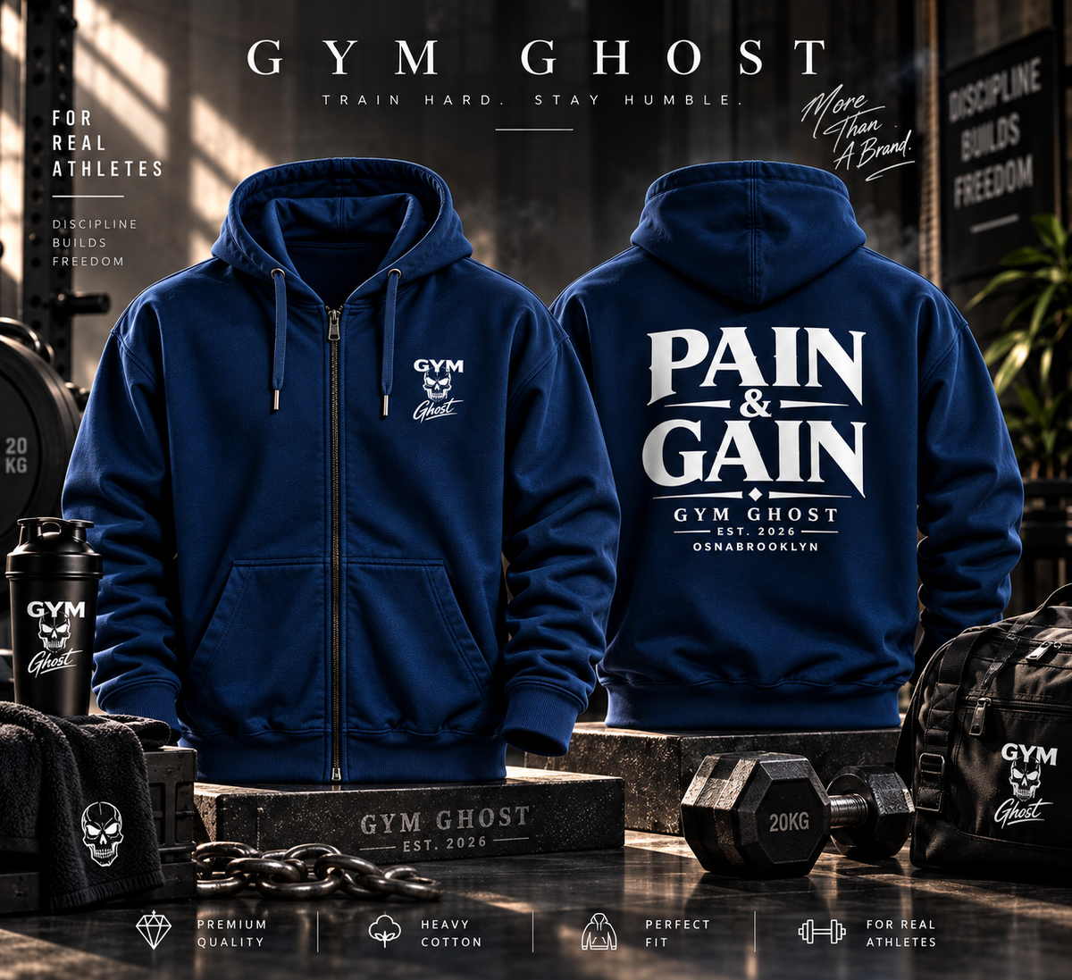 Ghost Zipper Blue "Pain&Gain" Unisex