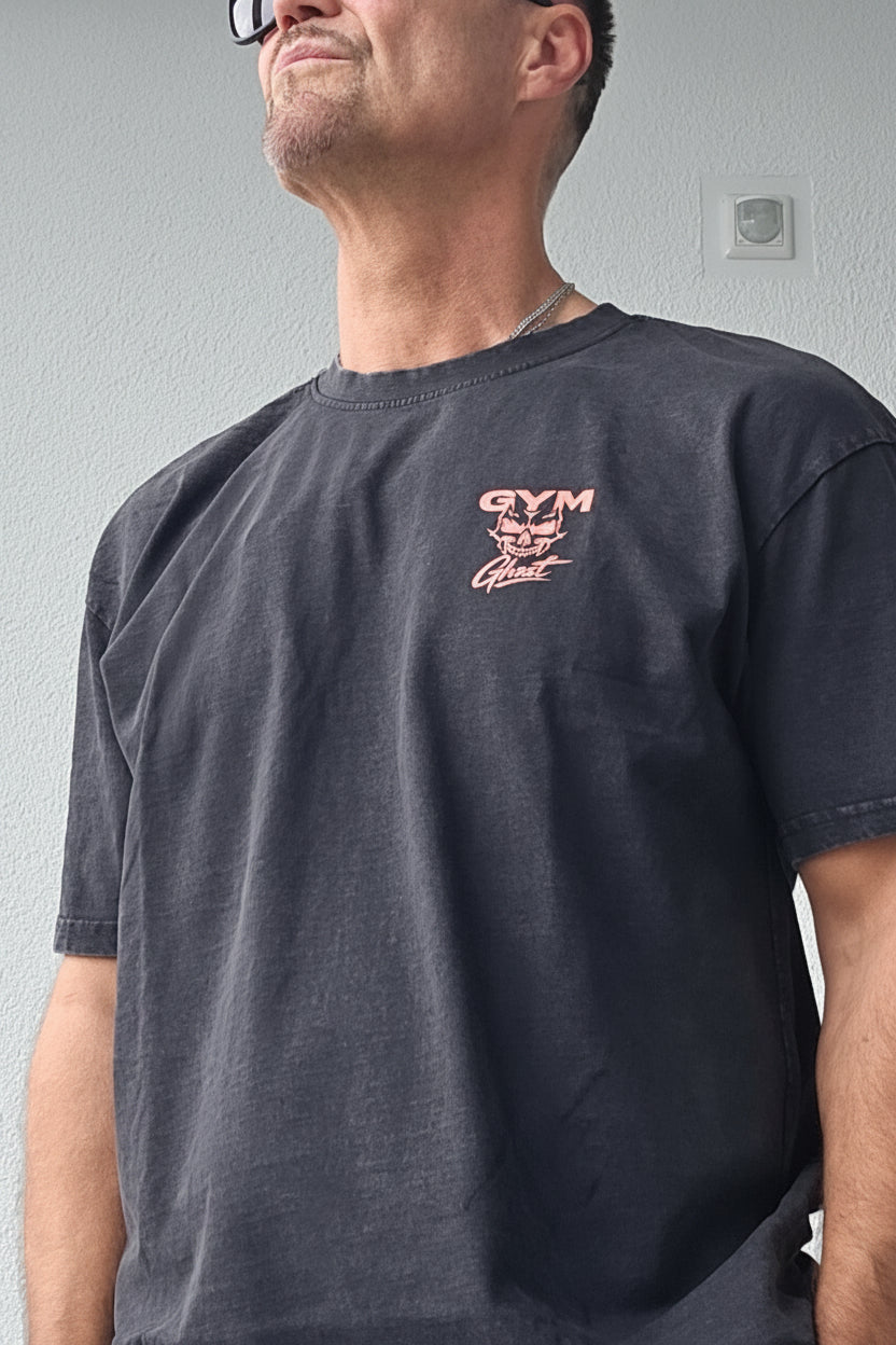 Oversize Tee Gym Ghost Black & Orange "Geiler Scheiss" unisex