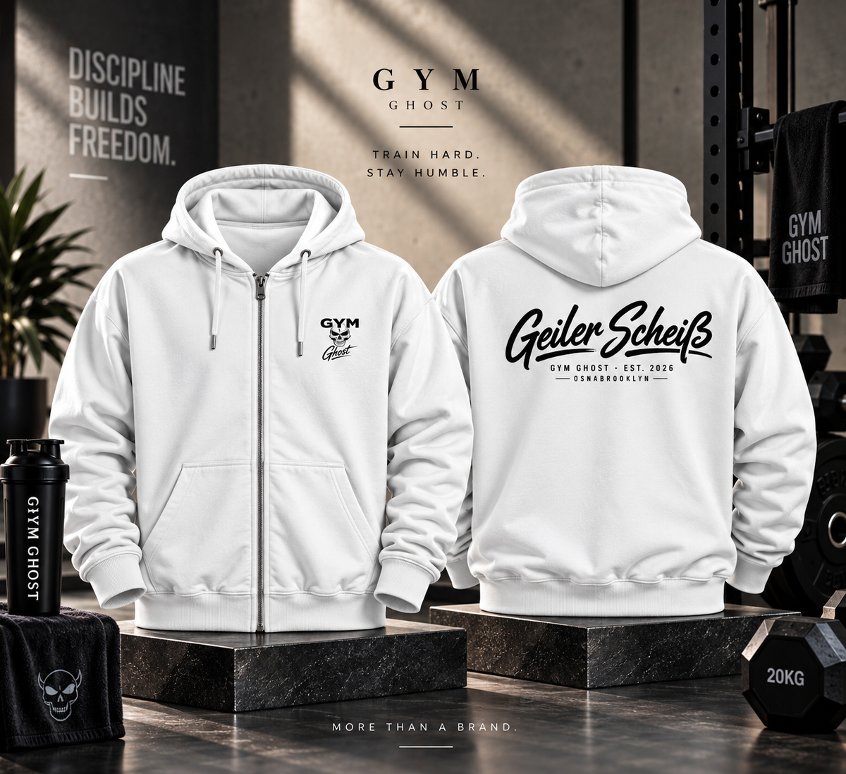 Ghost Zipper white "Geiler Scheiß" Unisex
